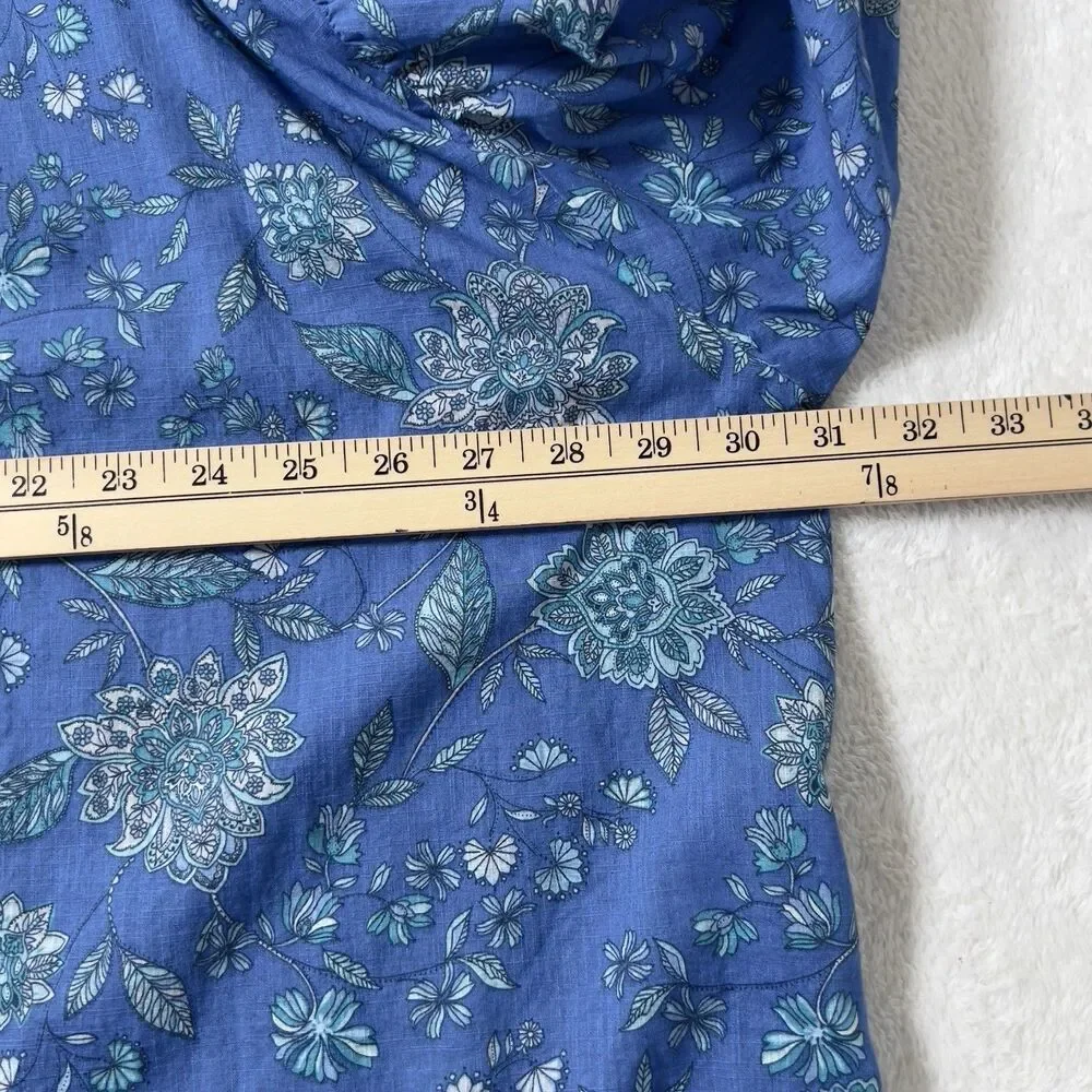 J. Jill Oversized Blue Floral Split Neck Top Womens Sz XL Pullover Lightweight - Picture 11 of 12